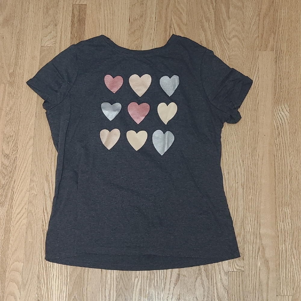 Cleo Kids Heart Tee - Black with Pink, Cream, and Gray